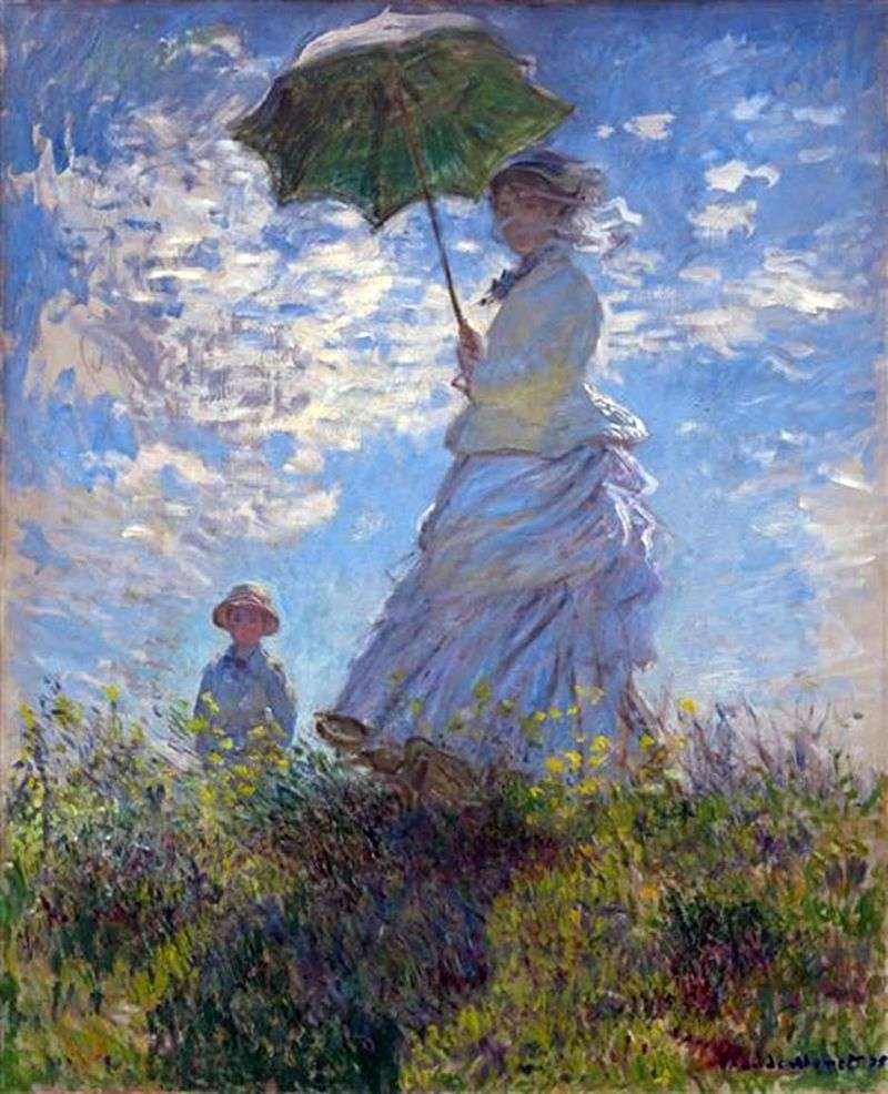 Walk: Camilla Monet with her son Jean by Claude Monet