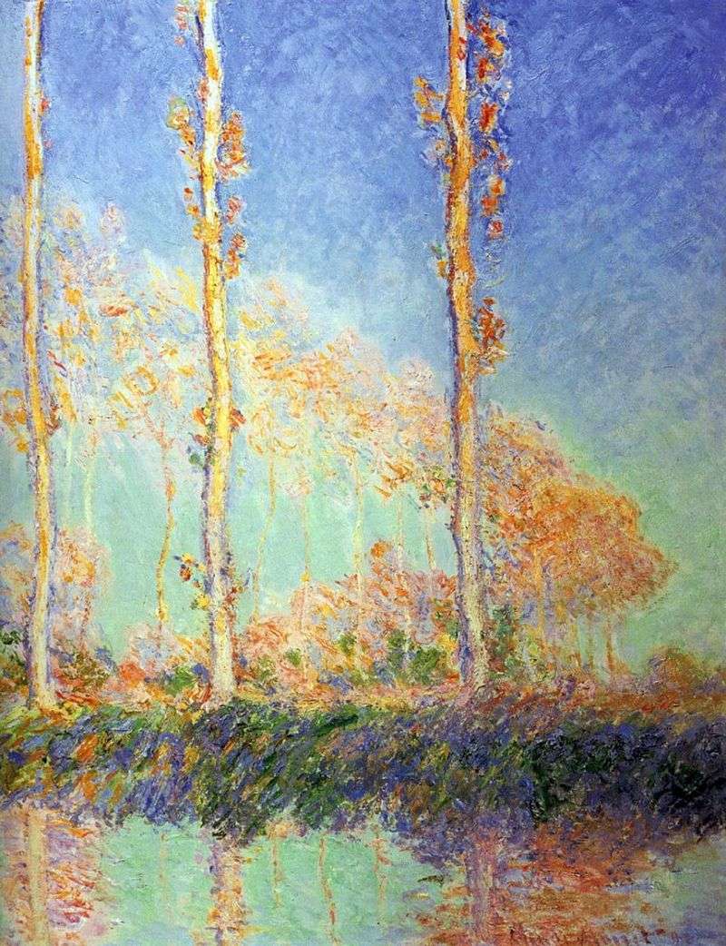 Poplars, Three Pink Trees in Autumn by Claude Monet