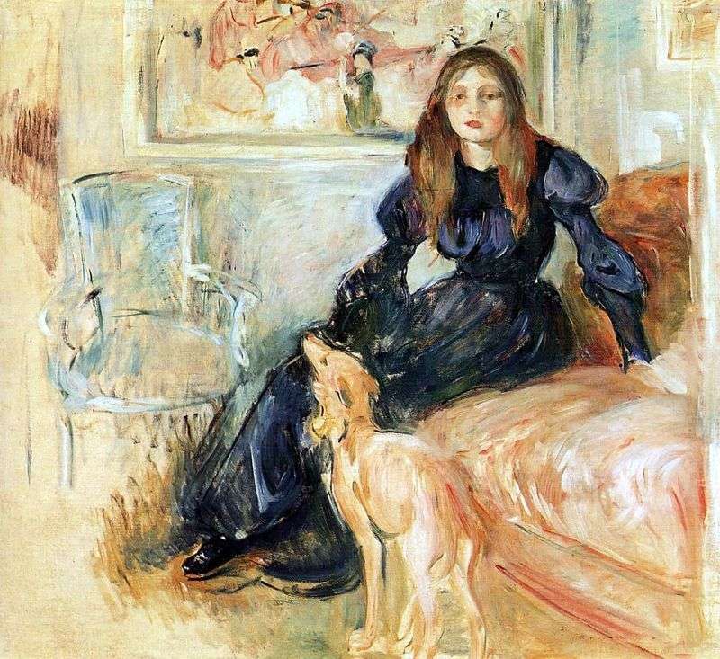 Julie Manet and her greyhound Laertes by Berthe Morisot