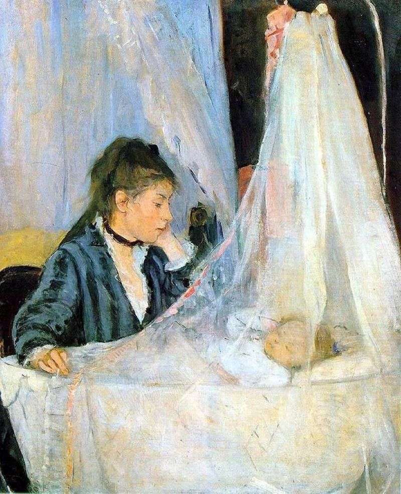 At the cradle by Berthe Morisot