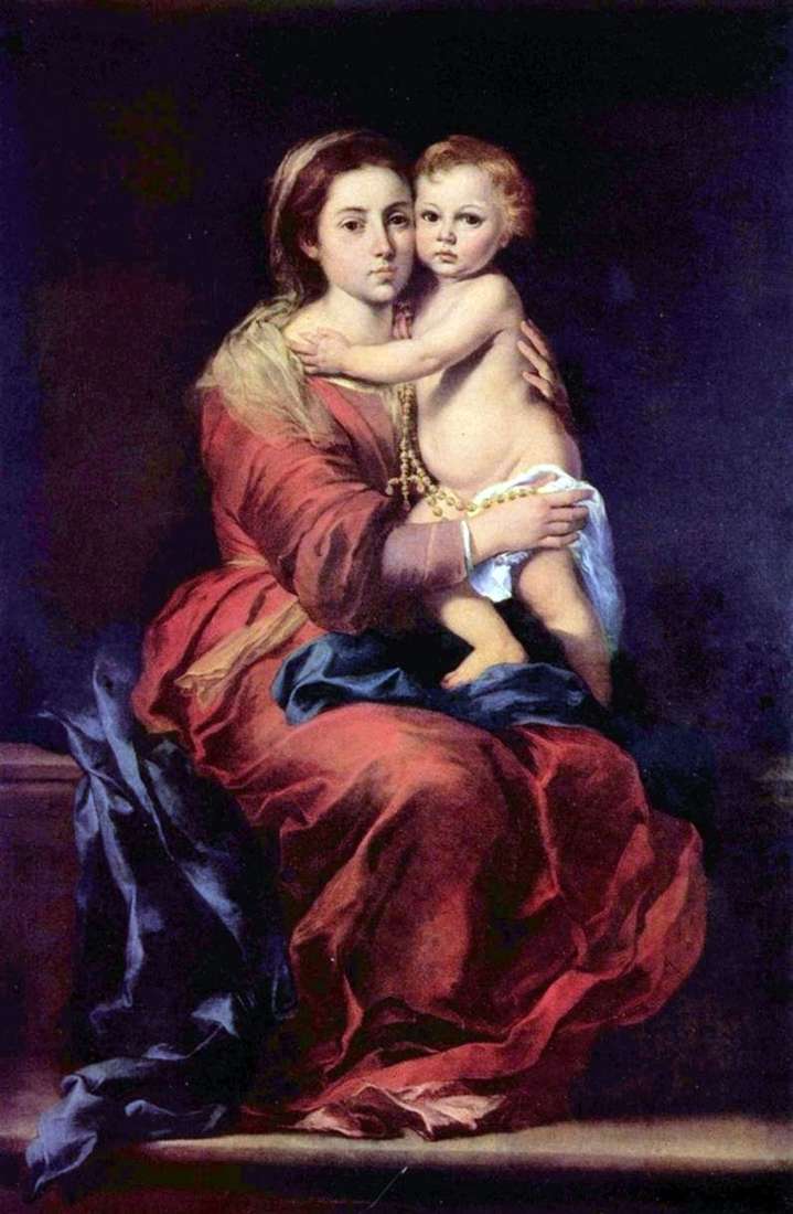 Madonna with the rosary by Bartolome Esteban Murillo