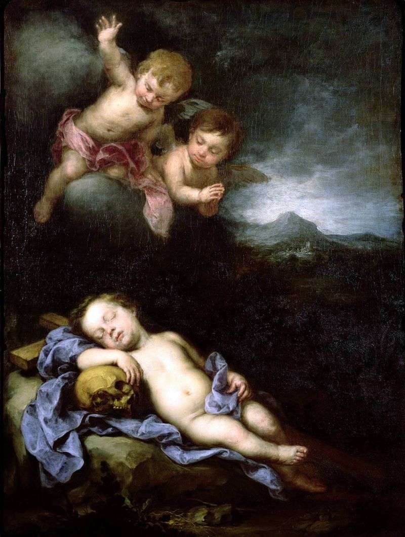 Sleeping Baby Christ with Angels by Bartolome Esteban Murillo