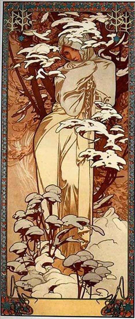 Winter by Alphonse Mucha