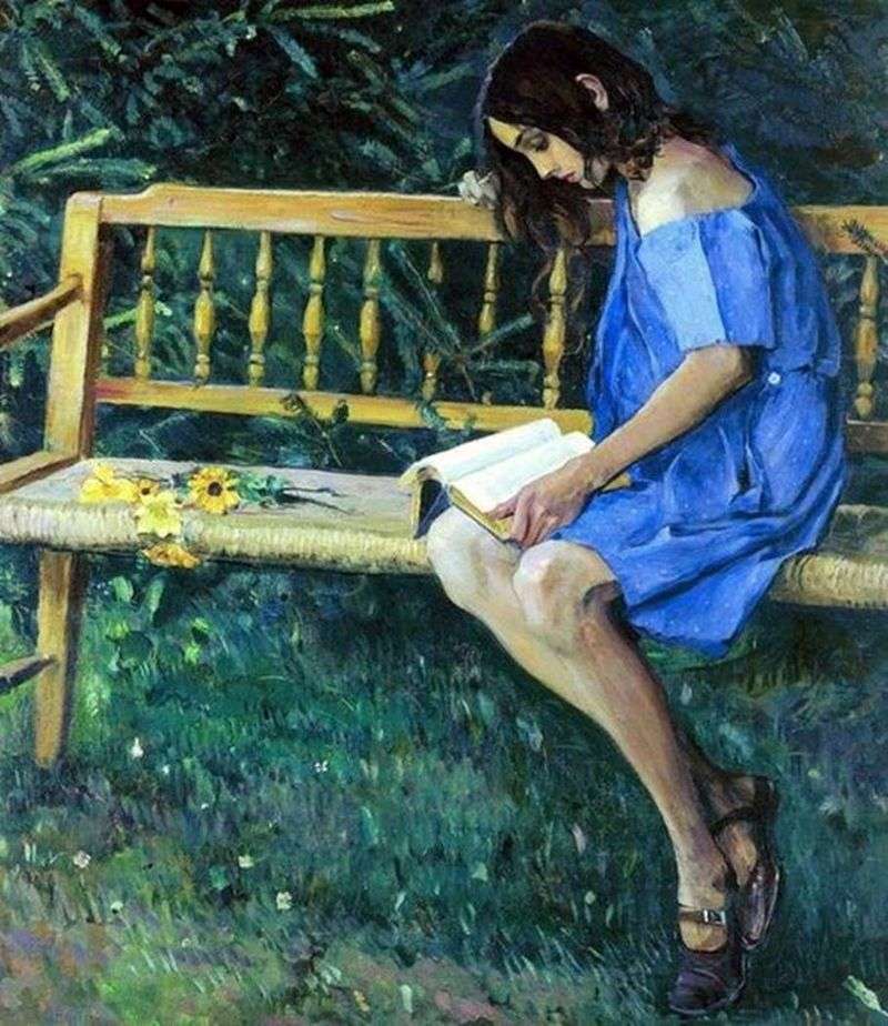 Natasha on the garden bench by Mikhail Nesterov