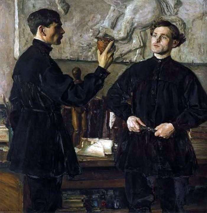 Portrait of artists P. D. and A. D. Korinykh by Mikhail Nesterov