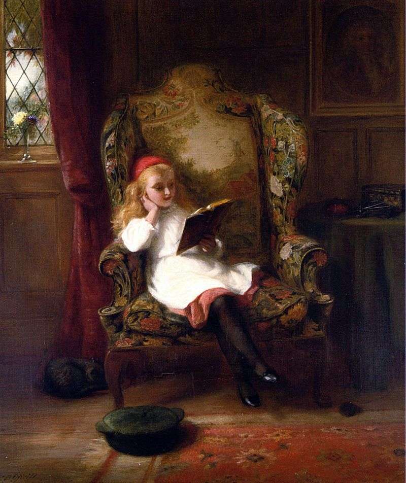 Pleasant reading (child portrait) by George Bernard ONeill