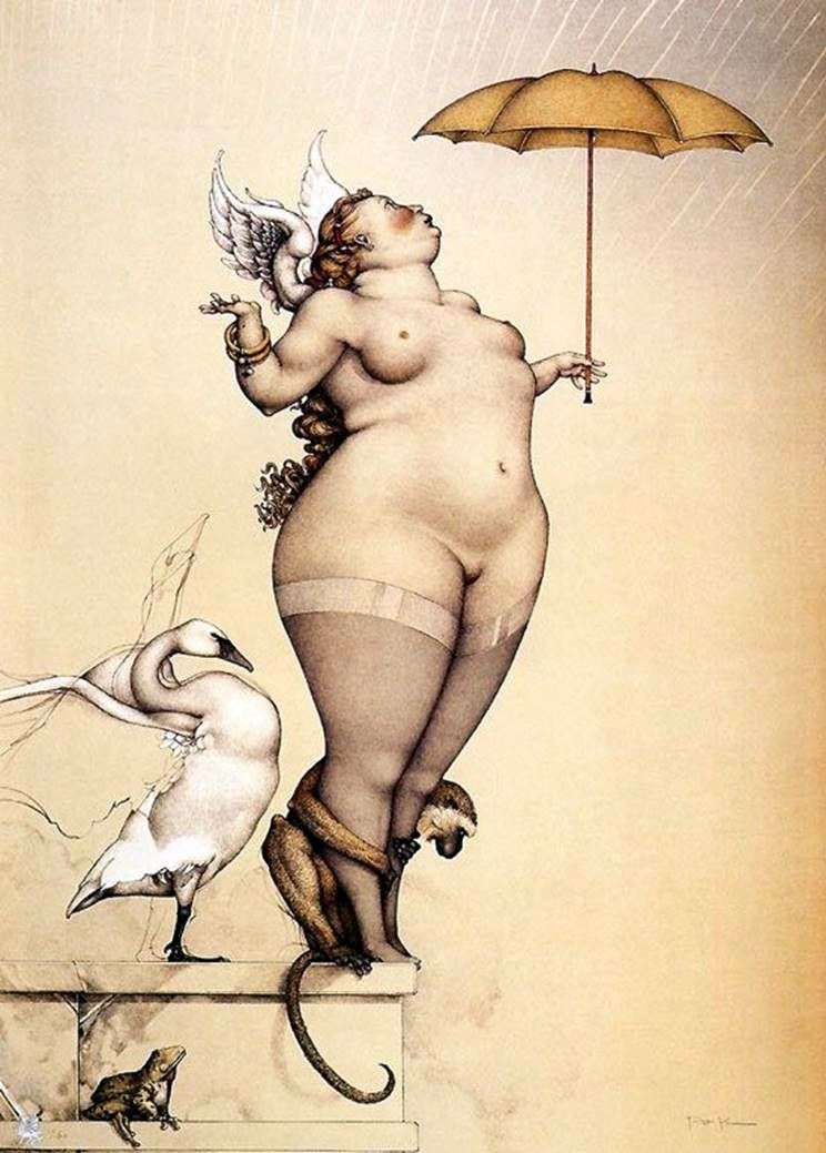 In the rain by Michael Parkes