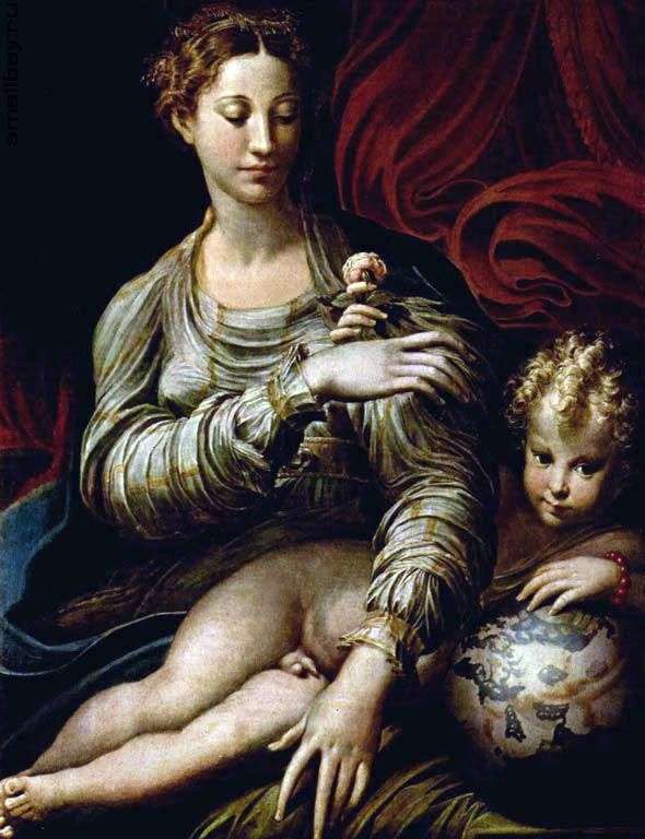 Madonna with a rose by Francesco Parmigianino