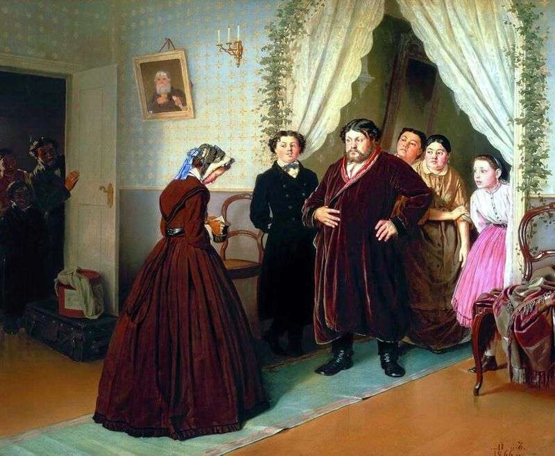 The arrival of a governess in a merchants house by Vasily Perov