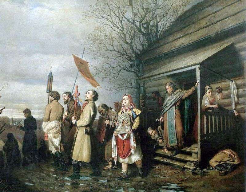 Rural Religious Procession on Easter by Vasily Perov