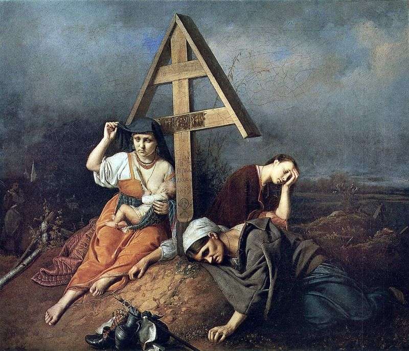 Scene on the grave by Vasily Perov