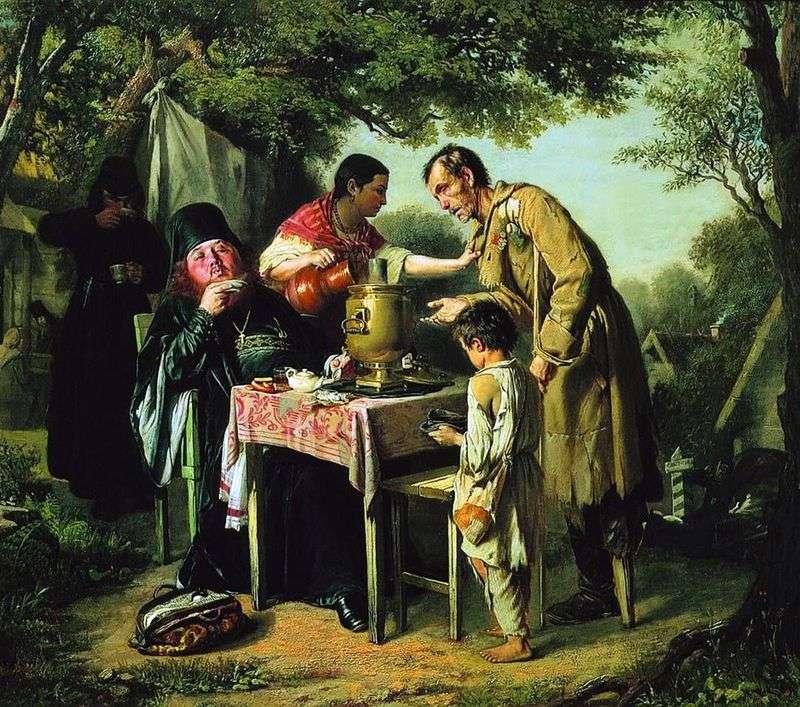 Tea drinking in Mytishchi, near Moscow by Vasily Perov