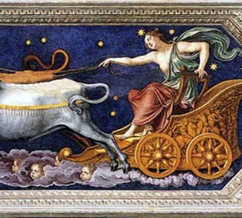 Nymph Callisto on the chariot of Jupiter by Baldassare Peruzzi