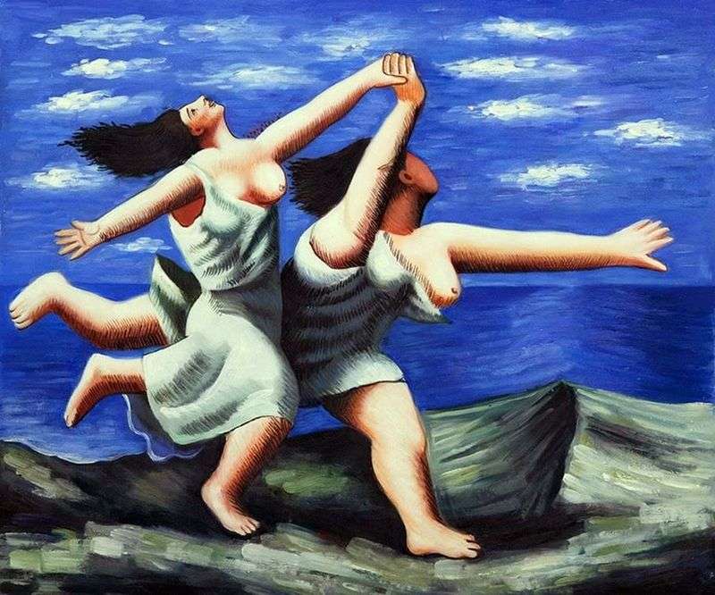 Two women running along the beach by Pablo Picasso