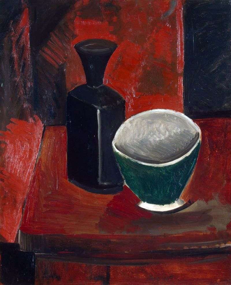 Green Bowl and Black Bottle by Pablo Picasso