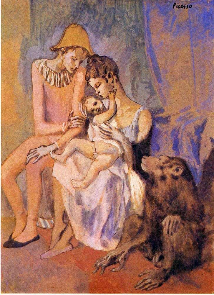 Family of an acrobat with a monkey by Pablo Picasso