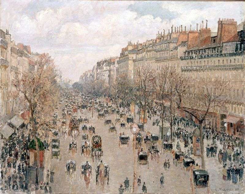 Boulevard Montmartre. Afternoon, sunny by Camille Pissarro