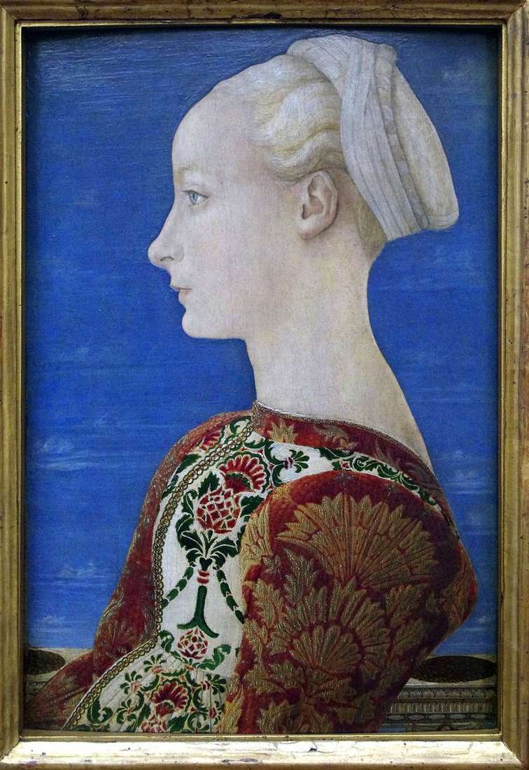 Portrait of a young woman in the left profile by Antonio del Pollaiolo