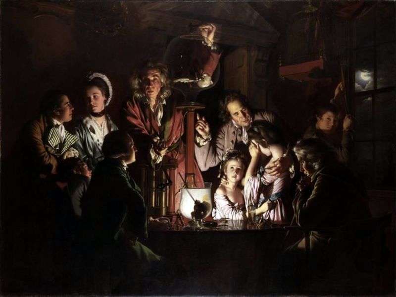 Experiment with a bird in an air pump by Joseph Wright