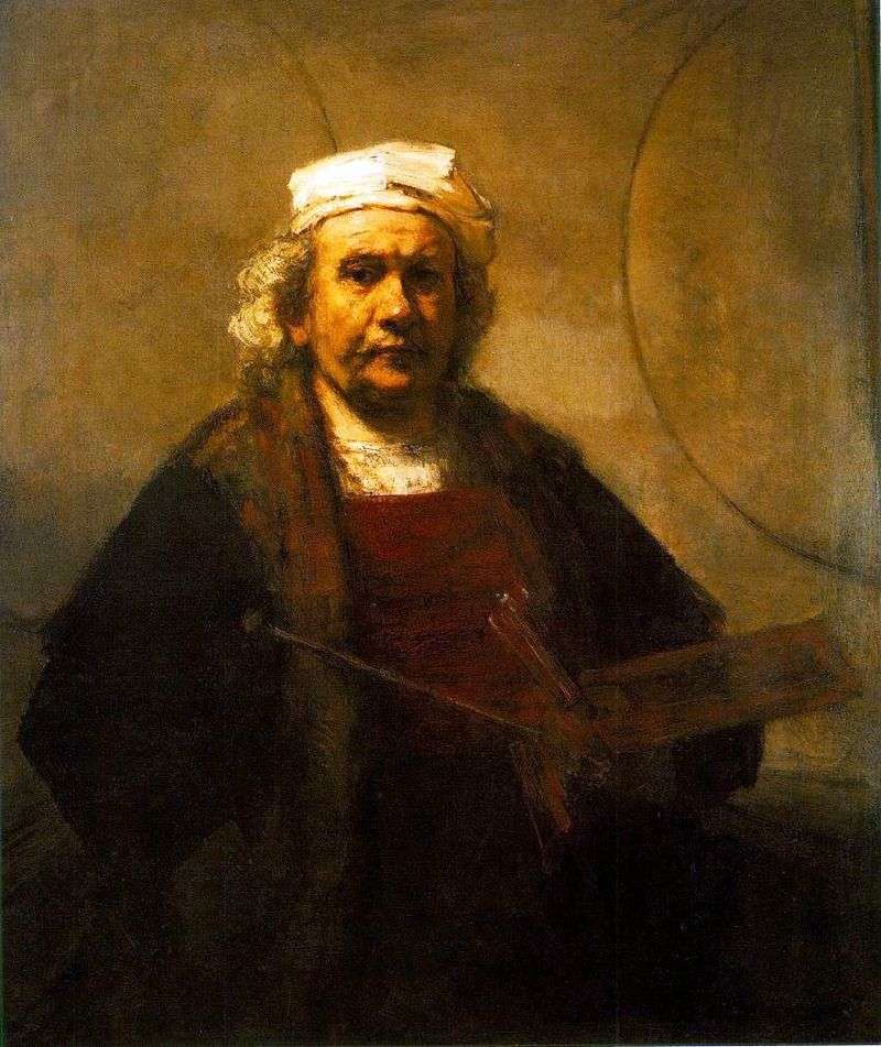 Self Portrait at Work by Rembrandt Harmens Van Rhine
