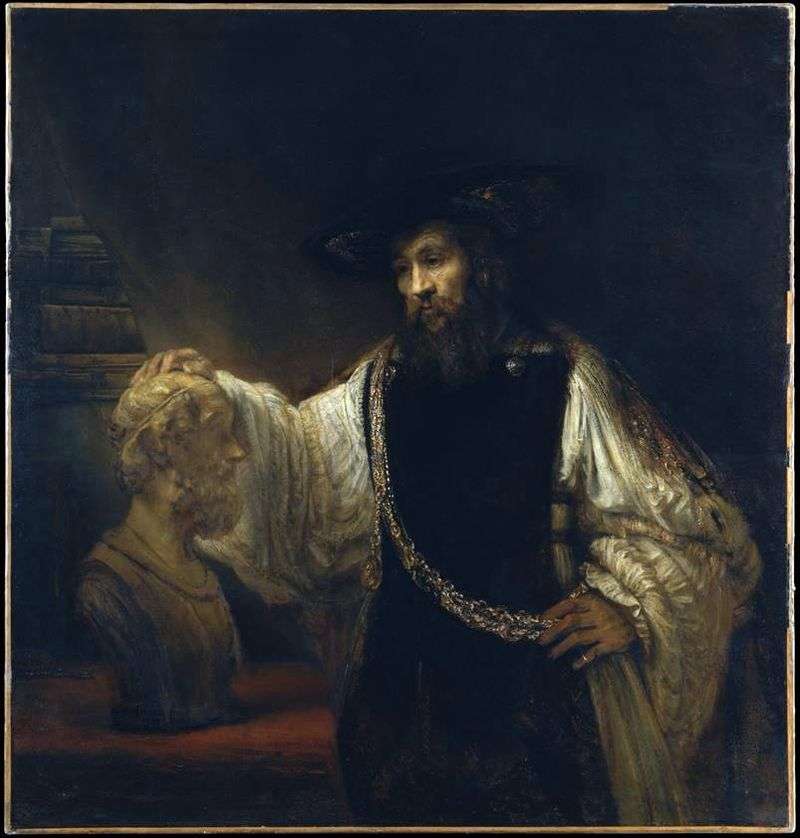 Aristotle with a bust of Homer by Rembrandt Harmens Van Rhine