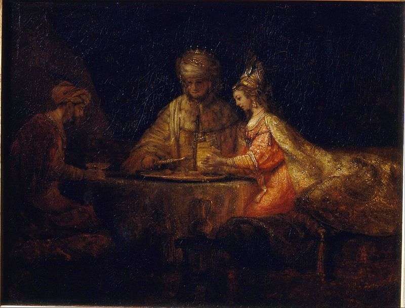 Artaxerxes, Haman and Esther by Rembrandt Harmens Van Rhine