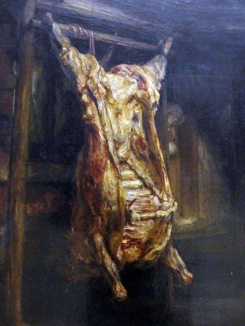 Skinned Bull Carcass by Rembrandt Harmens Van Rhine