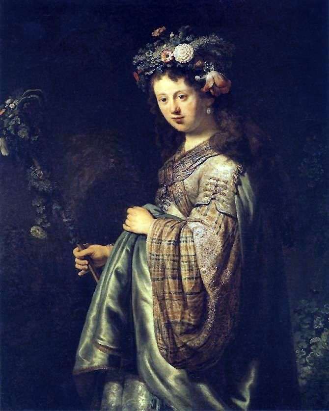 Portrait of Saskia as Flora by Rembrandt Harmens Van Rhine