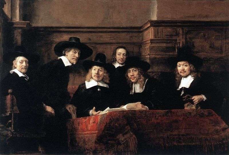 Portrait of Syndicus cloth shop by Rembrandt Harmens Van Rhine