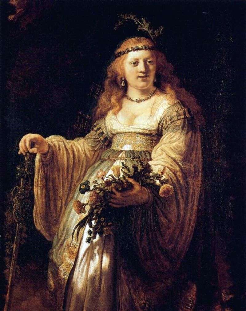 Portrait of Saskia in a Shepherds Costume by Rembrandt Harmens Van Rhine