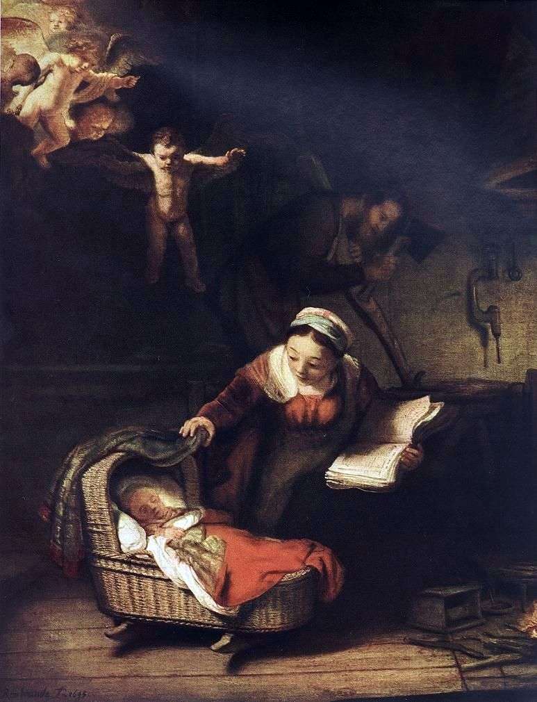 Holy Family and Angels by Rembrandt Harmens Van Rhine