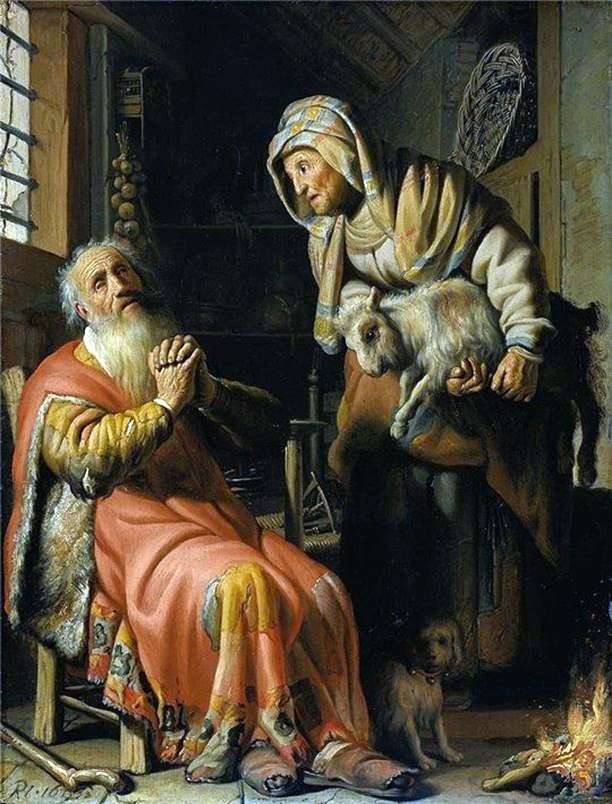 Blind Tovit and Anna by Rembrandt Harmens Van Rhine