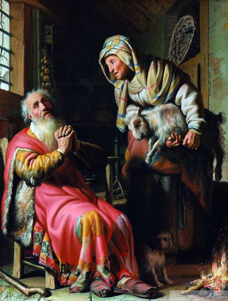 Tovit suspecting his wife of stealing by Rembrandt Harmens Van Rhine