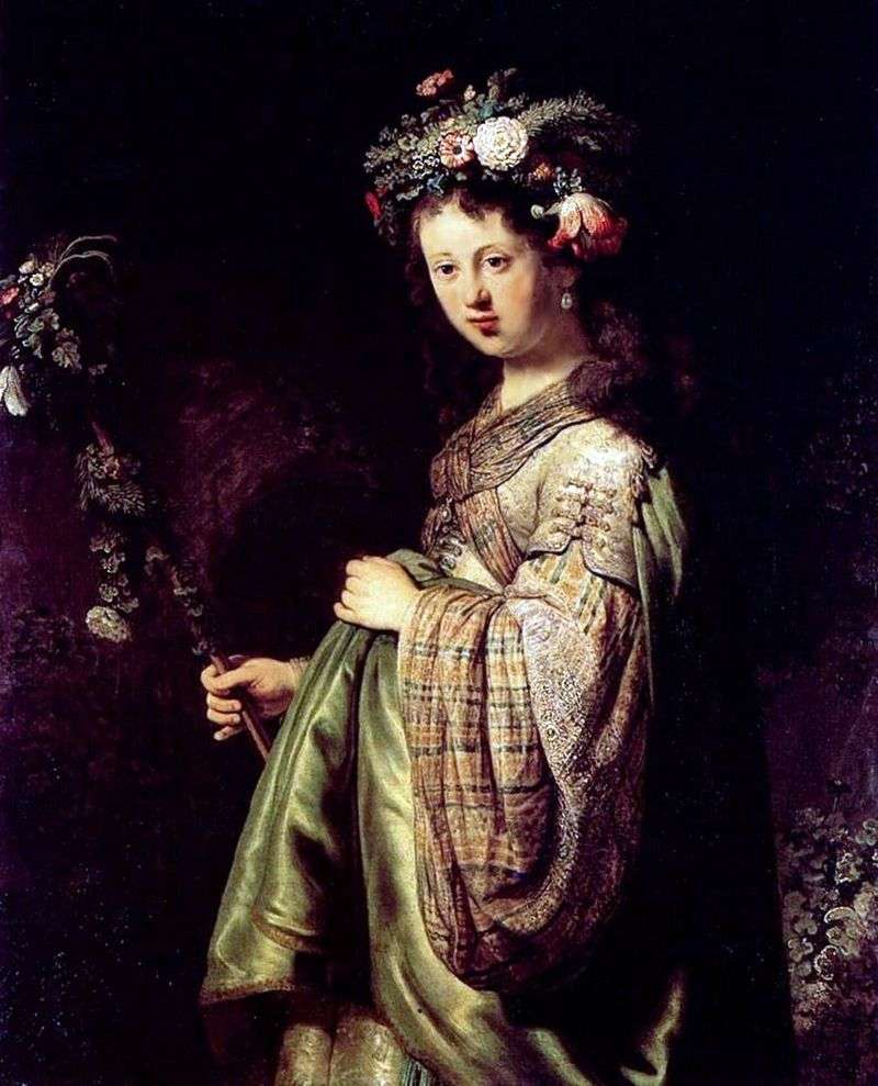 Saskia (Flora) by Rembrandt Harmens Van Rhine