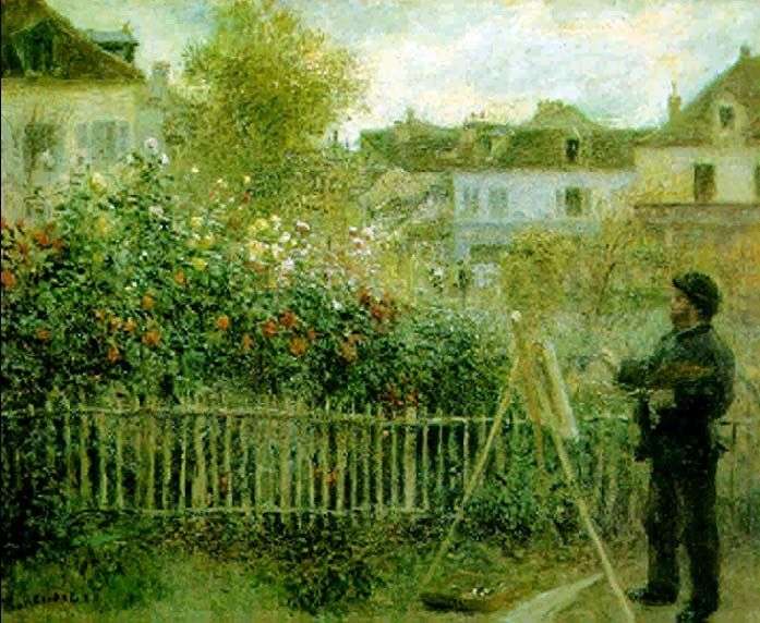 Claude Monet working in his garden by Pierre Auguste Renoir