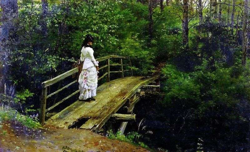 Vera Repin on the bridge in Abramtsevo by Ilya Repin