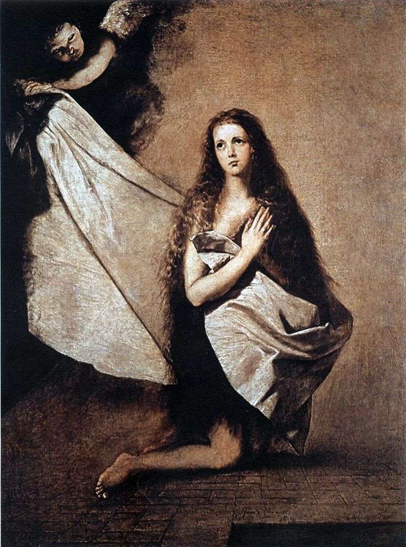 Holy Inessa and the angel covering her with a veil by Jusepa Ribera