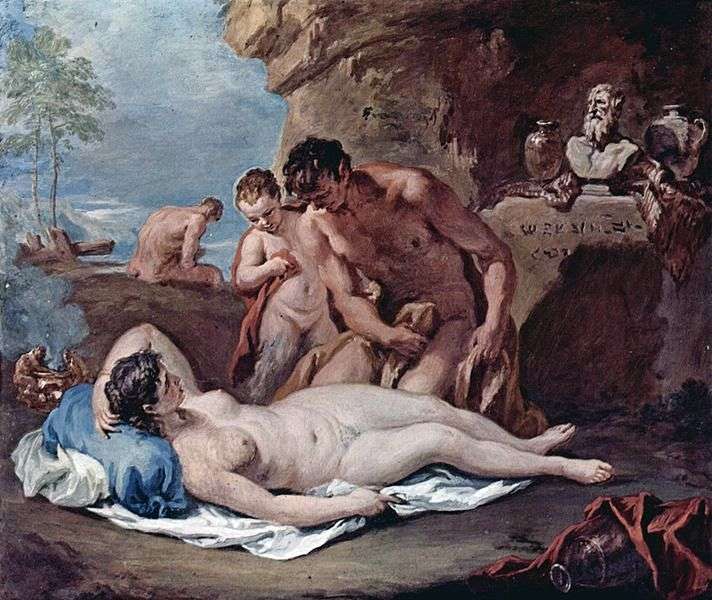 Sleeping nymph and two satire by Sebastiano Ricci
