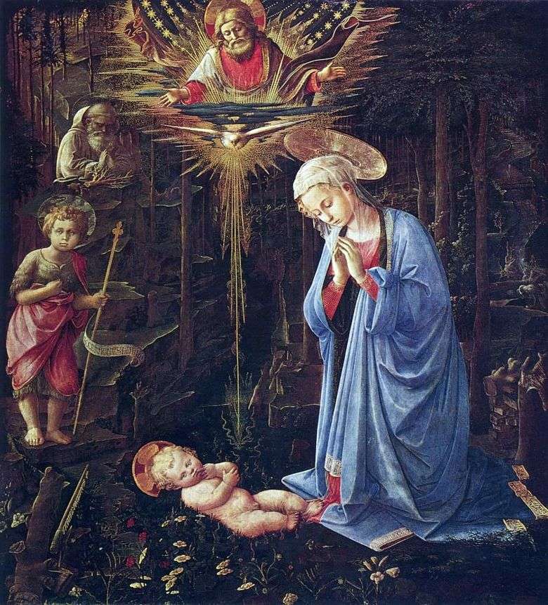 Adoración con San Bernardo y el niño Juan el Bautista   Fra Philippe