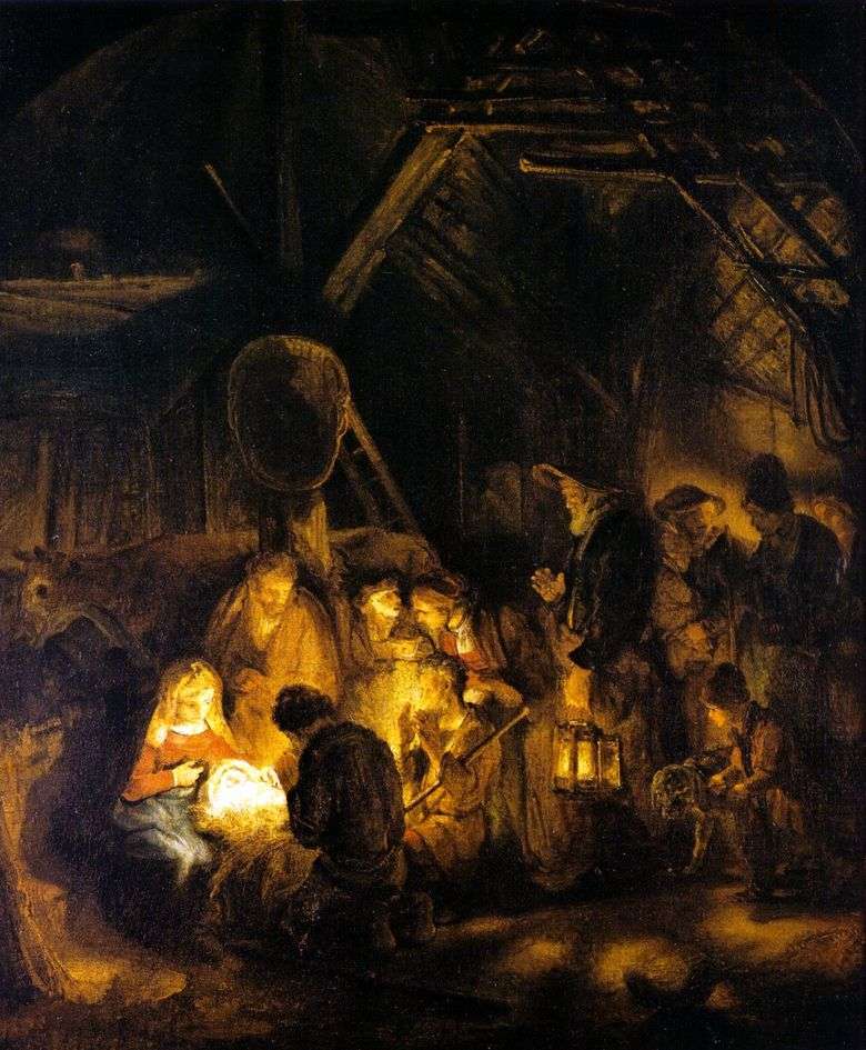Adoración de los pastores   Rembrandt Harmens Van Rhine