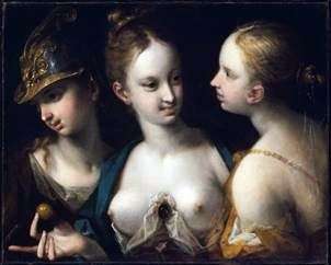 Atenea, Venus y Juno   Hans von Aachen