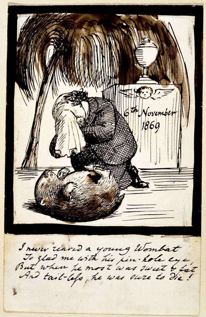 Autorretrato de un artista llorando en la tumba de un wombat   Dante Rossetti