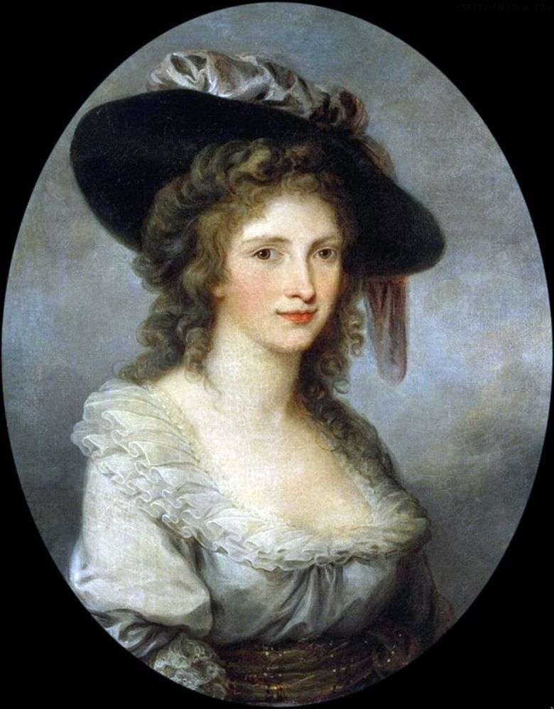Autorretrato en un sombrero con un lazo de seda   Angelika Kaufman