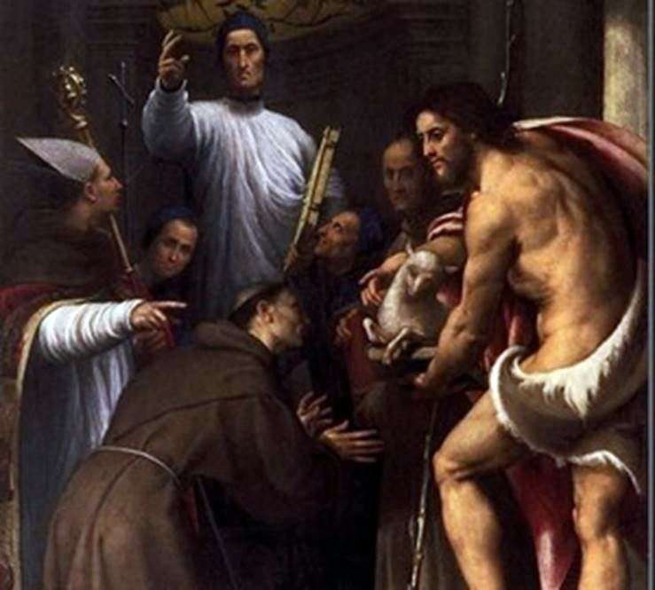 Beato Giustiniani con dos cánones y santos   Perdenone