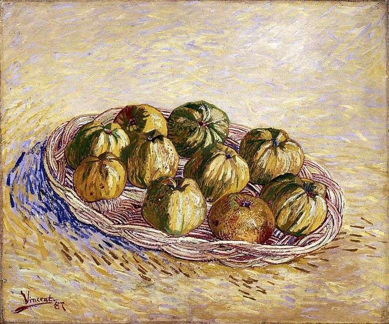 Bodegón con una canasta de manzanas   Vincent van Gogh