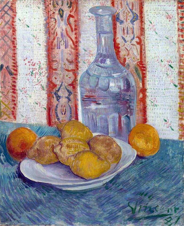 Bodegón con una jarra y limones en un plato   Vincent van Gogh