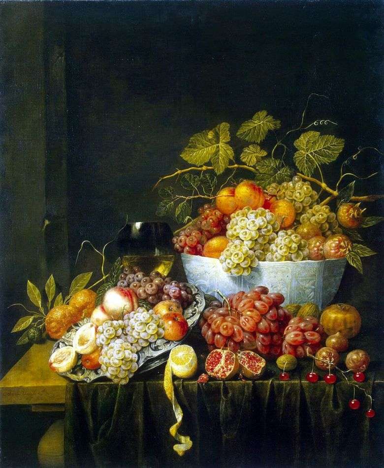 Bodegón con uvas   Adrian van Utrecht