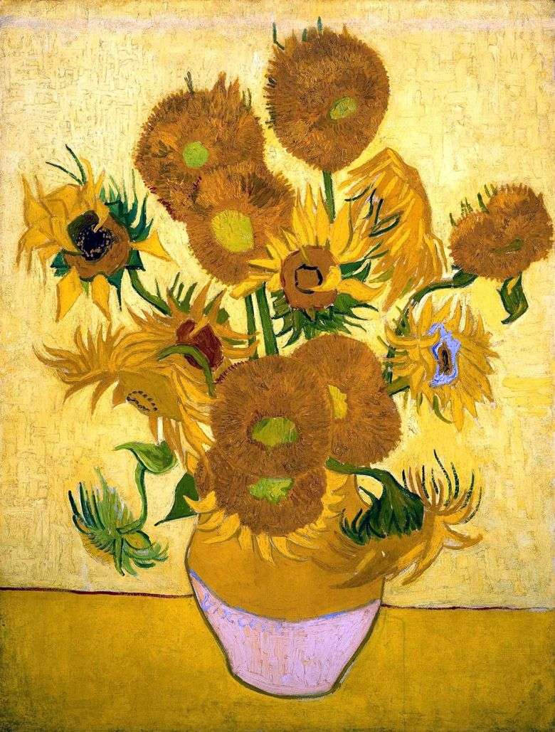 Bodegón: quince girasoles en un florero   Vincent van Gogh