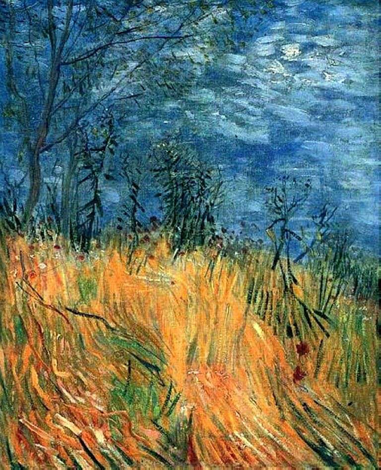Borde de un campo de trigo con amapolas   Vincent van Gogh