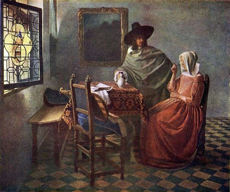 Caballero tratando a una dama con vino   Jan Vermeer